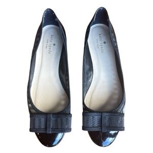 Kate Spade New York Black Mesh Patent Bow Flats Women’s Made in Italy Size: 8B